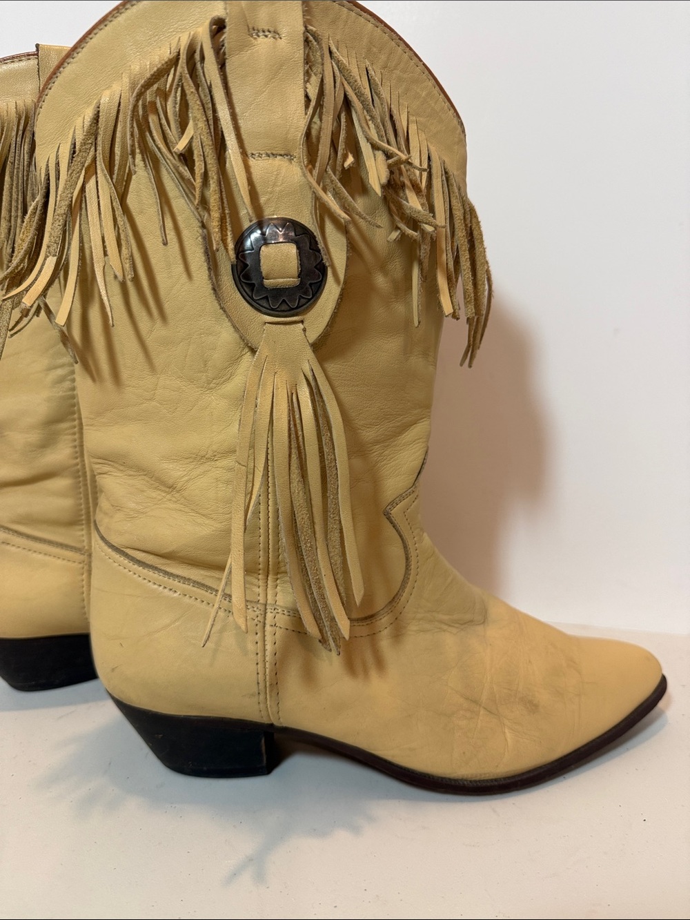 Vintage Acme Leather Fringe Boots 8 - Picture 7 of 11